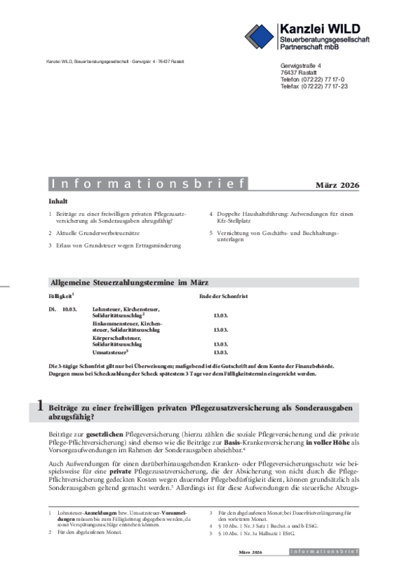 Mandantenbrief März 2026
