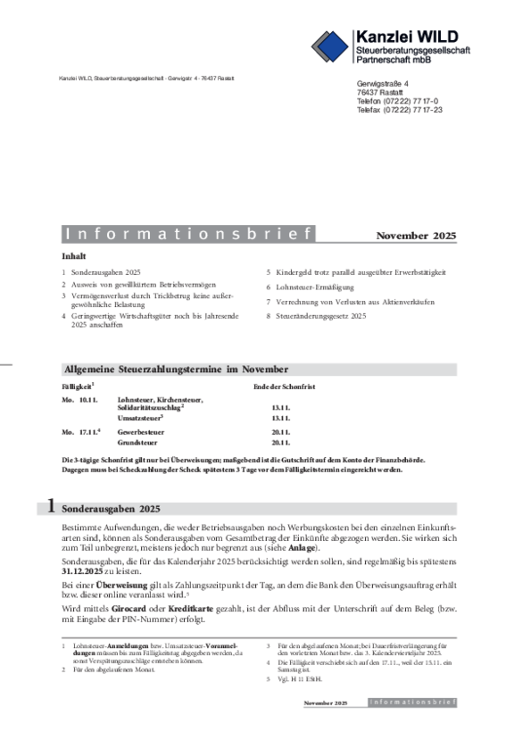 Mandantenbrief November 2025